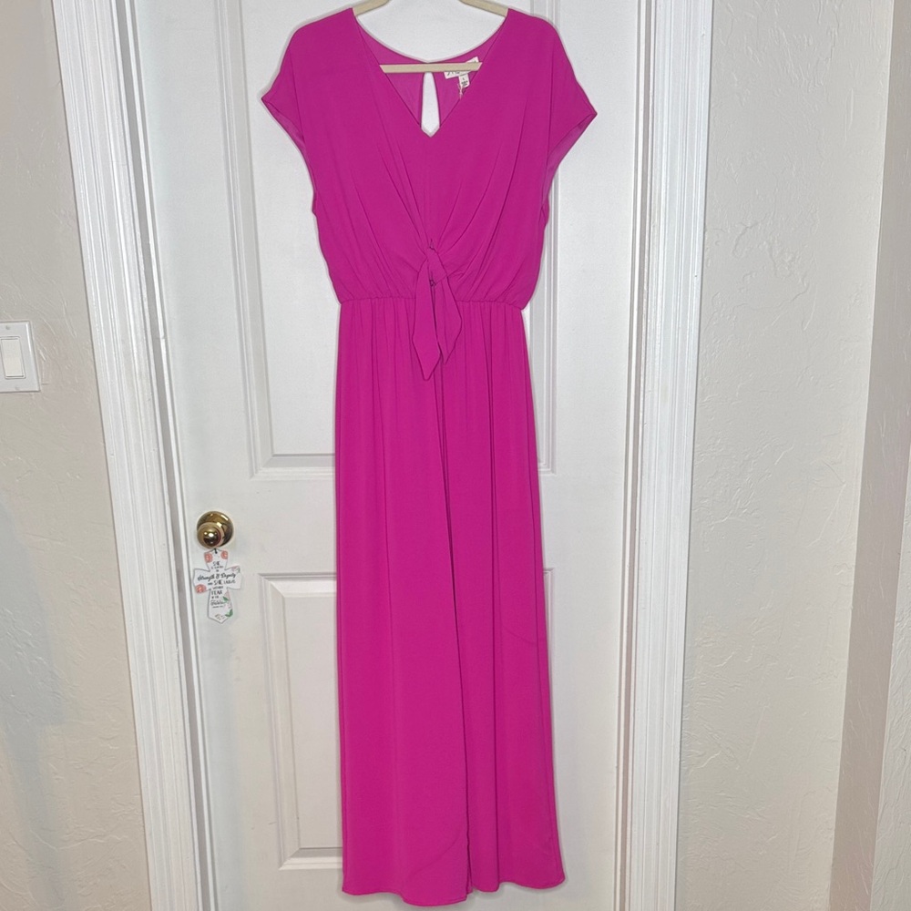 She + Sky Pink Jumpsuit with Tie Front